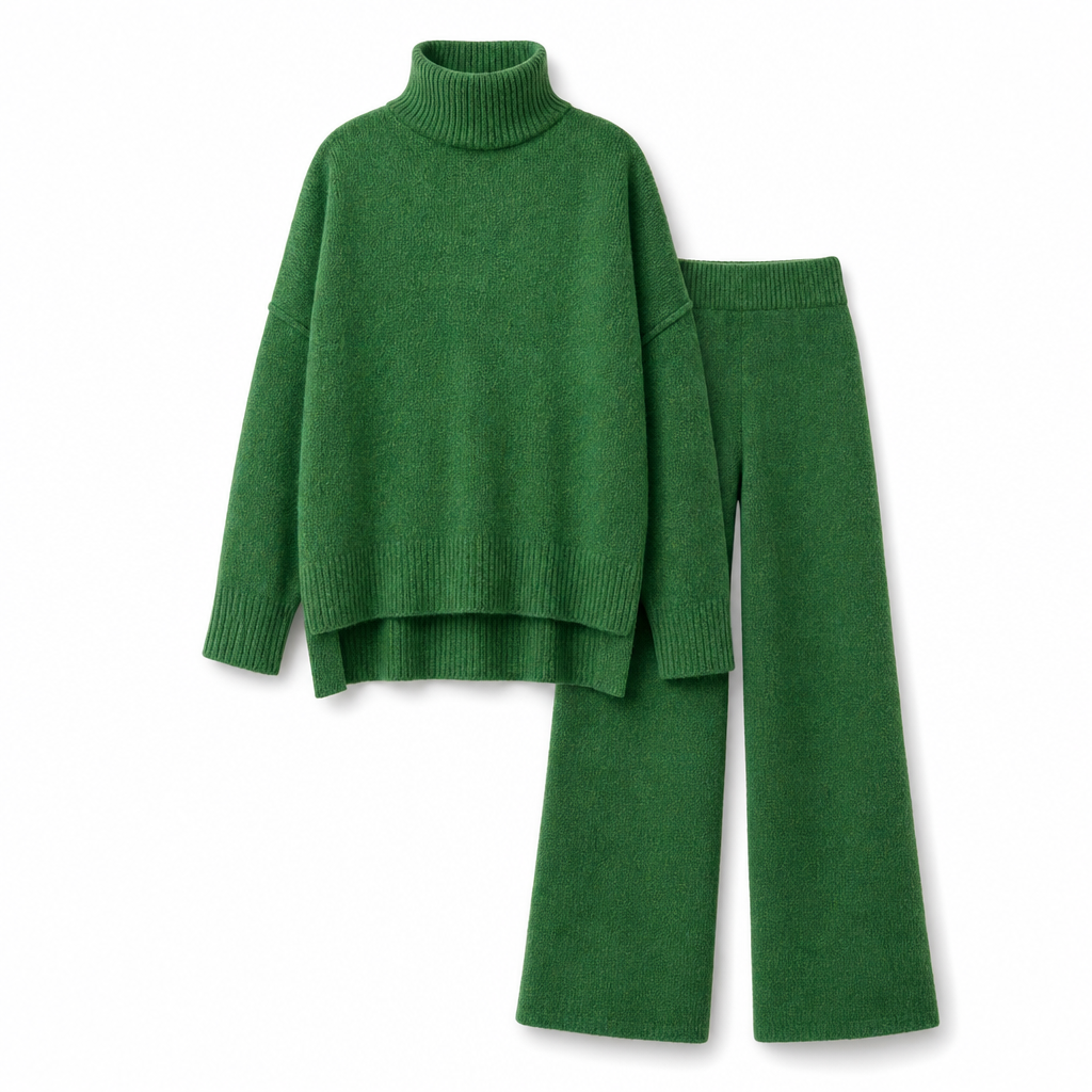 🔥Heiß begehrt: 50% Rabatt + Gratis Versand!🔥 Zweiteiliges Damen-Set aus lockerer Rollkragenpullover und Strickhose - Locker, dick, warm für Herbst und Winter