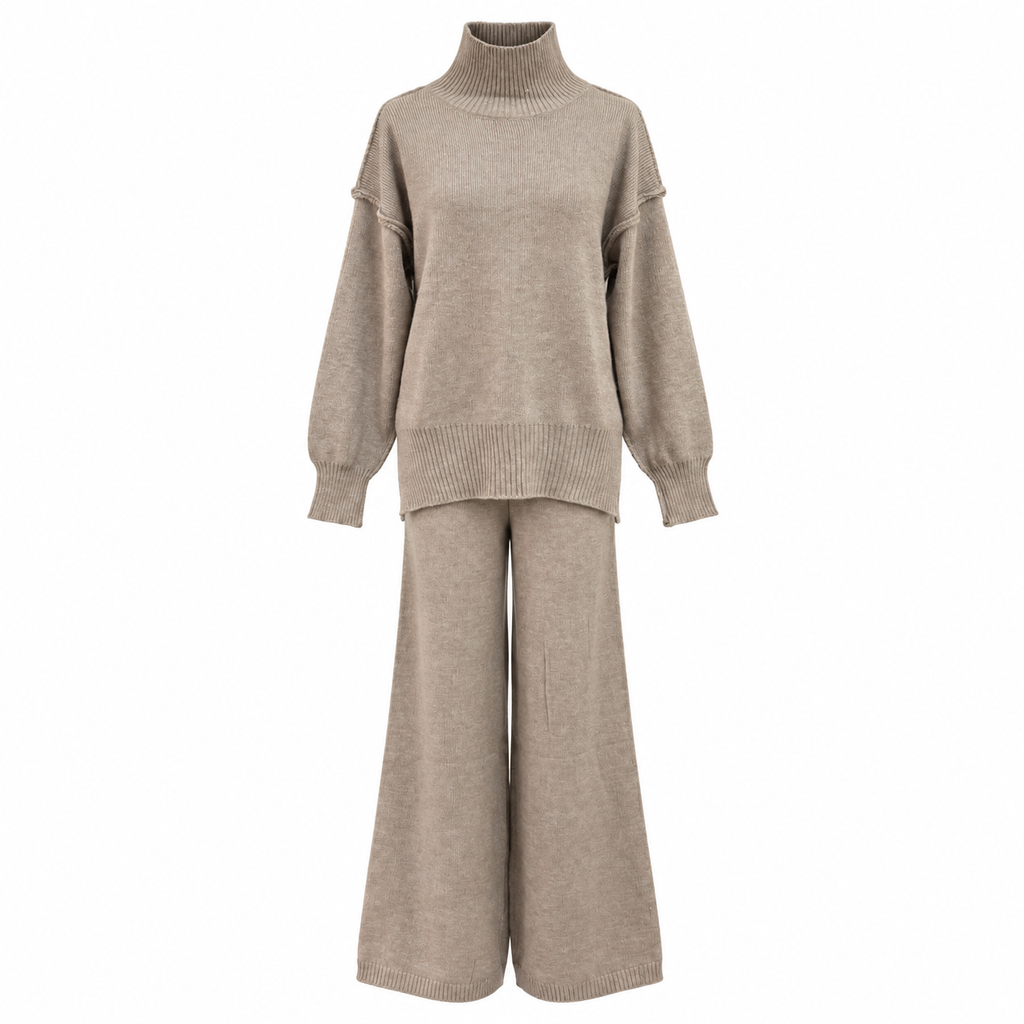 🔥Heiß begehrt: 50% Rabatt + Gratis Versand!🔥 Zweiteiliges Damen-Set aus lockerer Rollkragenpullover und Strickhose - Locker, dick, warm für Herbst und Winter