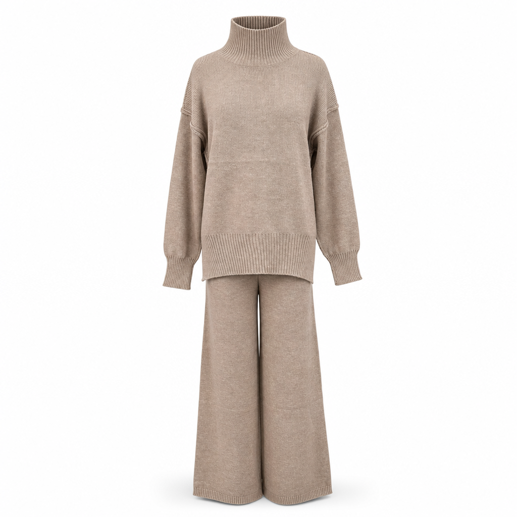 🔥Heiß begehrt: 50% Rabatt + Gratis Versand!🔥 Zweiteiliges Damen-Set aus lockerer Rollkragenpullover und Strickhose - Locker, dick, warm für Herbst und Winter