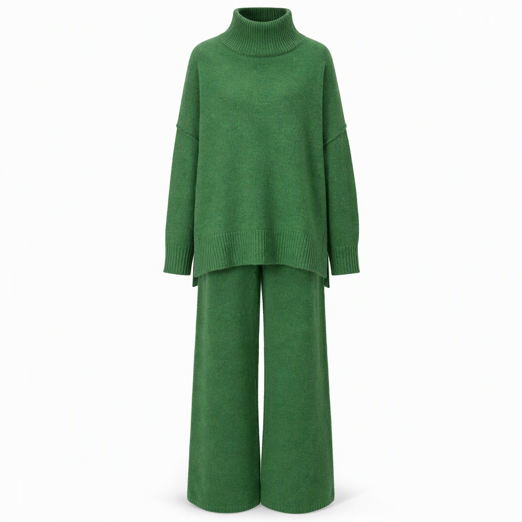 🔥Heiß begehrt: 50% Rabatt + Gratis Versand!🔥 Zweiteiliges Damen-Set aus lockerer Rollkragenpullover und Strickhose - Locker, dick, warm für Herbst und Winter