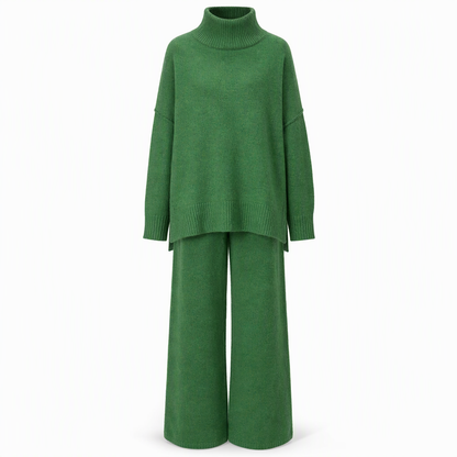 🔥Heiß begehrt: 50% Rabatt + Gratis Versand!🔥 Zweiteiliges Damen-Set aus lockerer Rollkragenpullover und Strickhose - Locker, dick, warm für Herbst und Winter