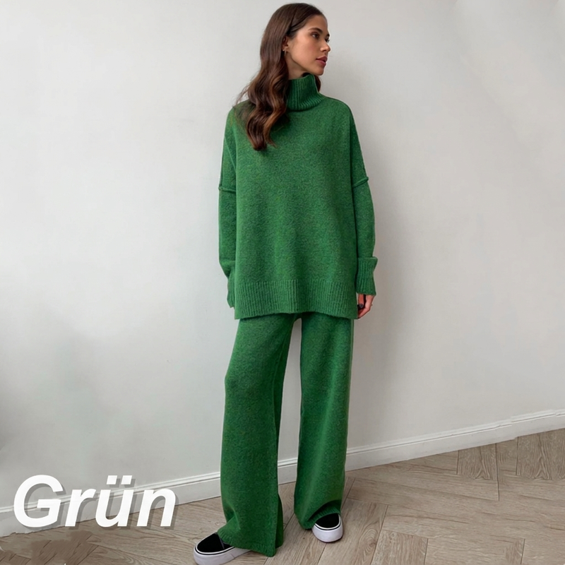 🔥Heiß begehrt: 50% Rabatt + Gratis Versand!🔥 Zweiteiliges Damen-Set aus lockerer Rollkragenpullover und Strickhose - Locker, dick, warm für Herbst und Winter