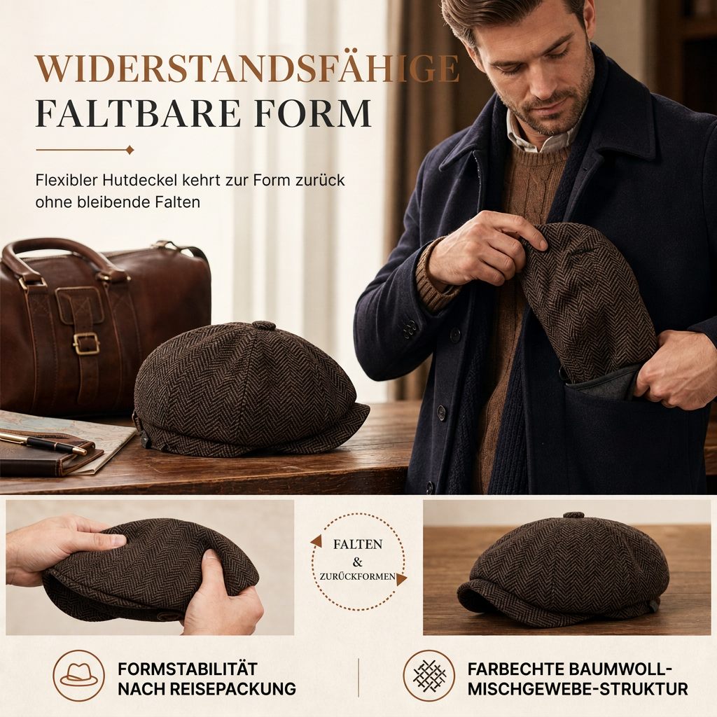 🧢Britischer Vintage-Stil, klassische Form – Unisex Newsboy-Kappe mit britischem Erbe ✨