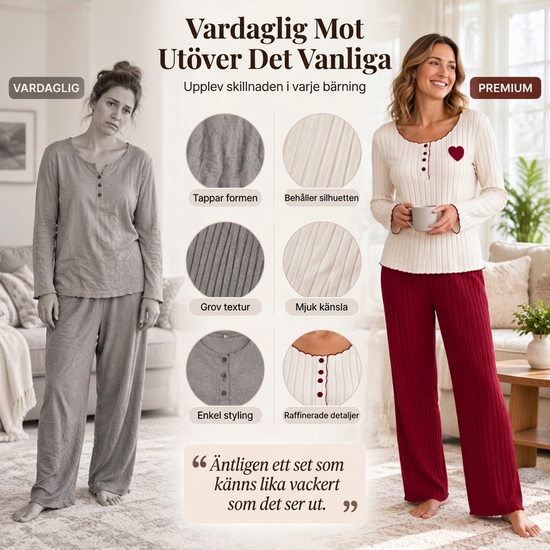 💖👚 Geripptes Schlafanzug-Set mit Herzstickerei | Weiches Rippgewebe, süße Herzstickerei & bequeme Passform ✨