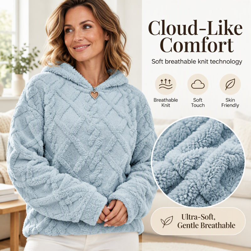 🔥 Im Trend! Jetzt sichern! 🔥 Damen-Kapuzenpullover aus kuscheligem Plüsch mit Rauten-Jacquardmuster