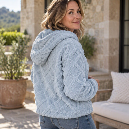 🔥 Im Trend! Jetzt sichern! 🔥 Damen-Kapuzenpullover aus kuscheligem Plüsch mit Rauten-Jacquardmuster