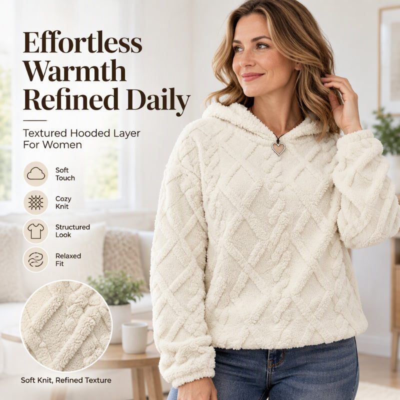 🔥 Im Trend! Jetzt sichern! 🔥 Damen-Kapuzenpullover aus kuscheligem Plüsch mit Rauten-Jacquardmuster