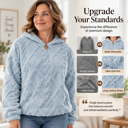 🔥 Im Trend! Jetzt sichern! 🔥 Damen-Kapuzenpullover aus kuscheligem Plüsch mit Rauten-Jacquardmuster