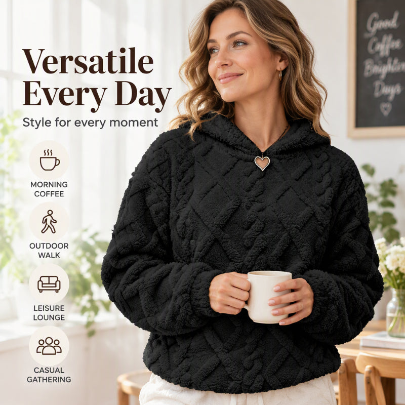 🔥 Im Trend! Jetzt sichern! 🔥 Damen-Kapuzenpullover aus kuscheligem Plüsch mit Rauten-Jacquardmuster