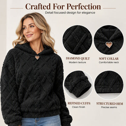 🔥 Im Trend! Jetzt sichern! 🔥 Damen-Kapuzenpullover aus kuscheligem Plüsch mit Rauten-Jacquardmuster
