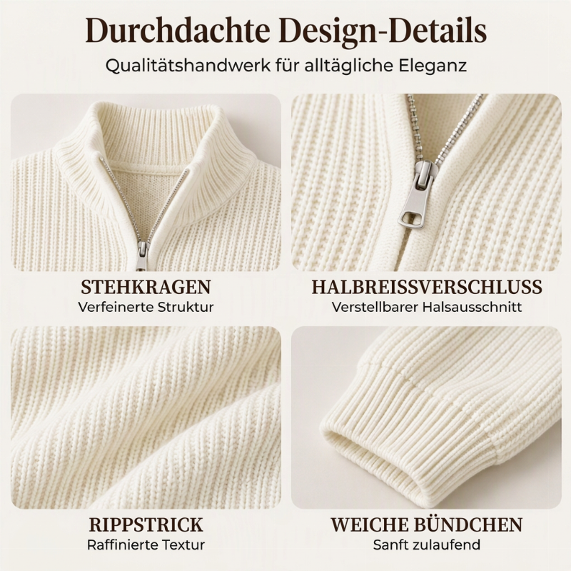 ✨Damen Stehkragen Halb-Reißverschluss Strickpullover