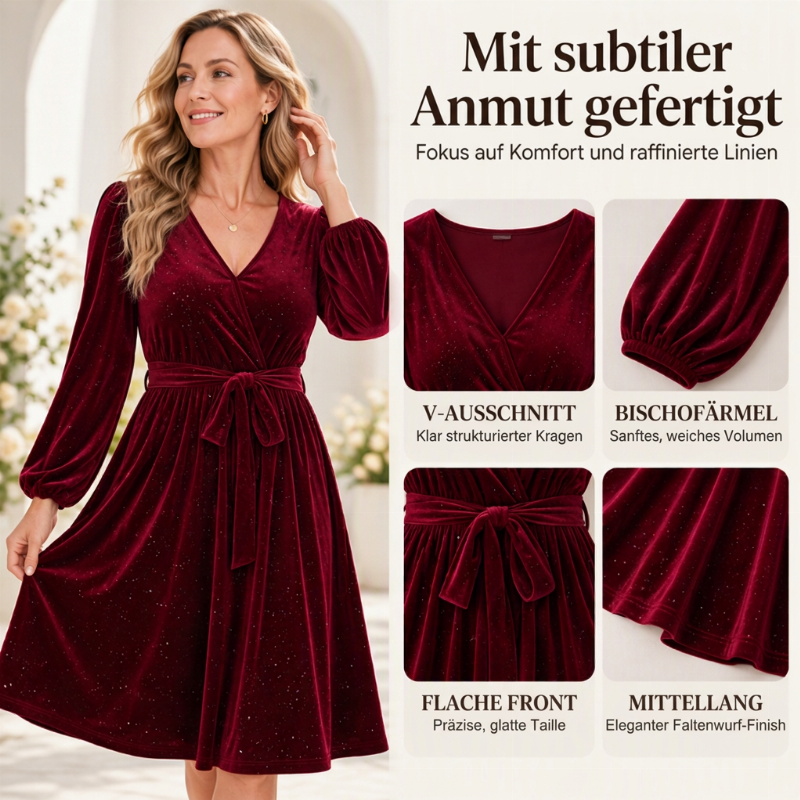 Elegantes Samtkleid für Damen in Übergröße mit Taillenschnürung