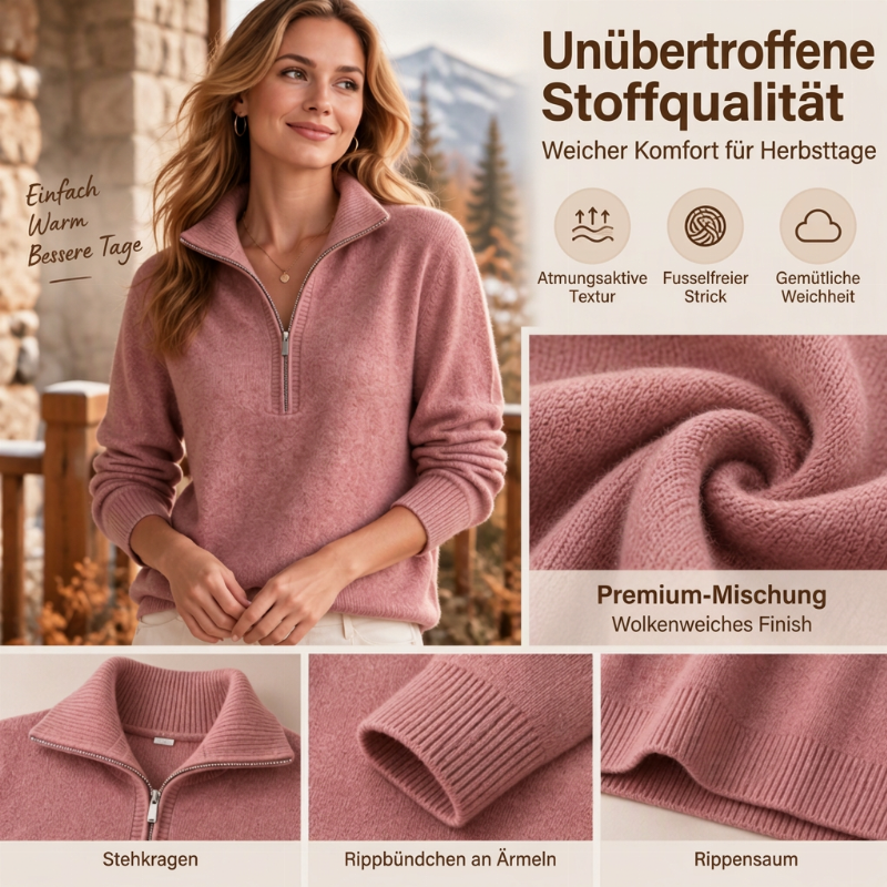 Damen Freizeit einfarbiges Halbzip-Sweatshirt