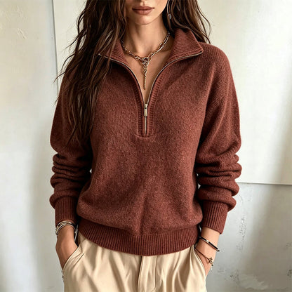 Damen Freizeit einfarbiges Halbzip-Sweatshirt