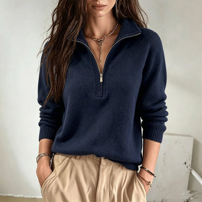 Damen Freizeit einfarbiges Halbzip-Sweatshirt