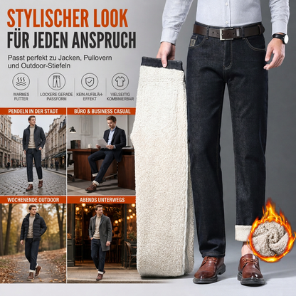 📢🎉50%Rabatt!!!🛍️✨Herren Winter Jeans mit warmer Fütterung, locker geschnitten, gerade legende, Freizeit-Denim-Hosen