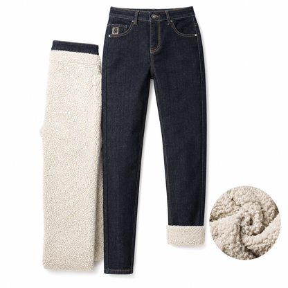 📢🎉50%Rabatt!!!🛍️✨Herren Winter Jeans mit warmer Fütterung, locker geschnitten, gerade legende, Freizeit-Denim-Hosen