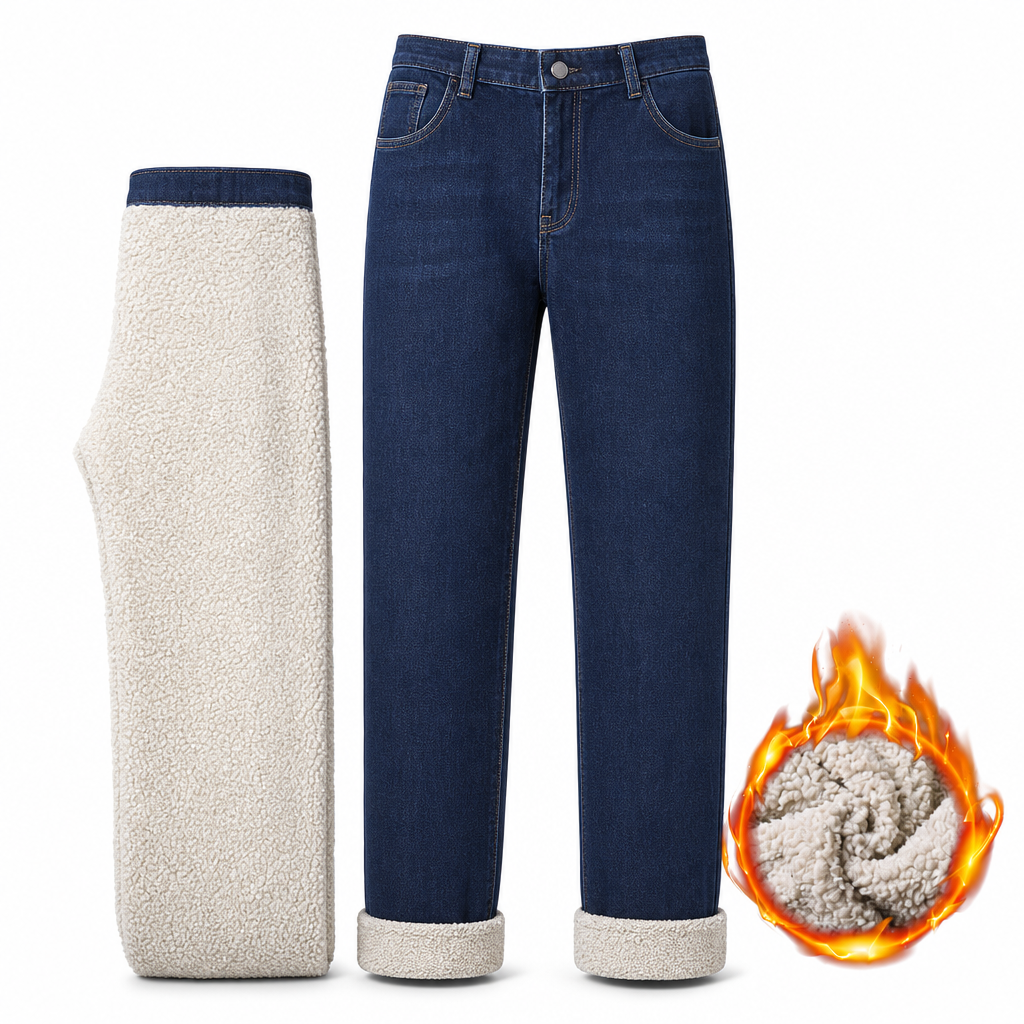 📢🎉50%Rabatt!!!🛍️✨Herren Winter Jeans mit warmer Fütterung, locker geschnitten, gerade legende, Freizeit-Denim-Hosen