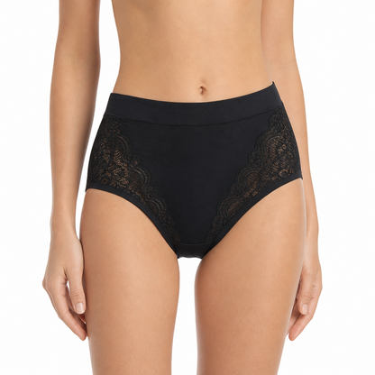 Bequeme High-Waist Baumwoll-Slips für Damen mit sanfter Formung & Spitze