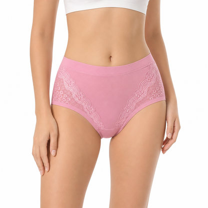 Bequeme High-Waist Baumwoll-Slips für Damen mit sanfter Formung & Spitze