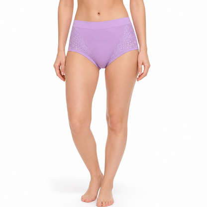 Bequeme High-Waist Baumwoll-Slips für Damen mit sanfter Formung & Spitze