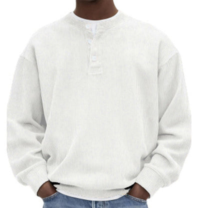 Lässiges Cord-Langarm-Henley-Shirt für Herren