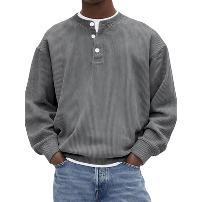Lässiges Cord-Langarm-Henley-Shirt für Herren