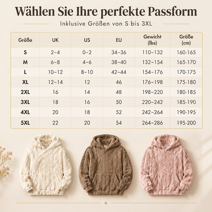 Damen Oversize-Pullover mit Jacquard-Muster, Kapuze und Plüschfutter für Herbst und Winter