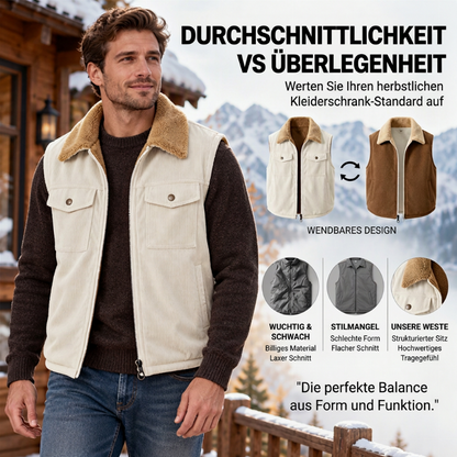 Unisex Wendbare Kord Freuwe Warme Weste