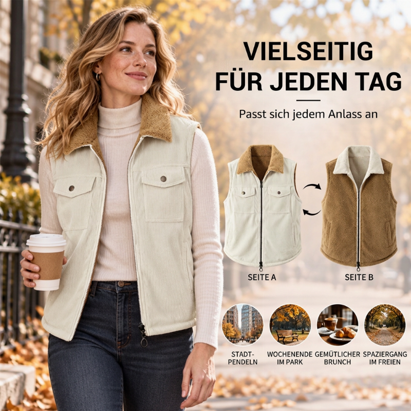 Unisex Wendbare Kord Freuwe Warme Weste