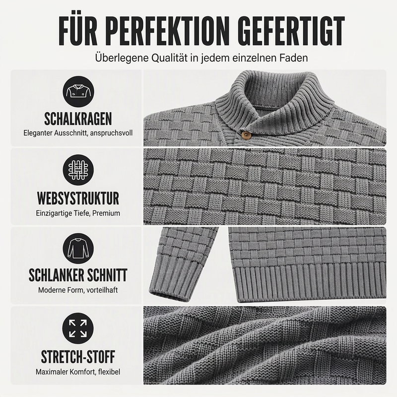 Klassischer Schalkragenpullover für Herren