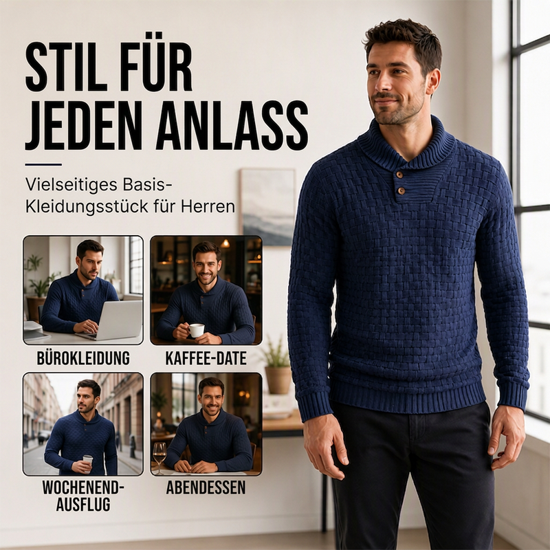 Klassischer Schalkragenpullover für Herren