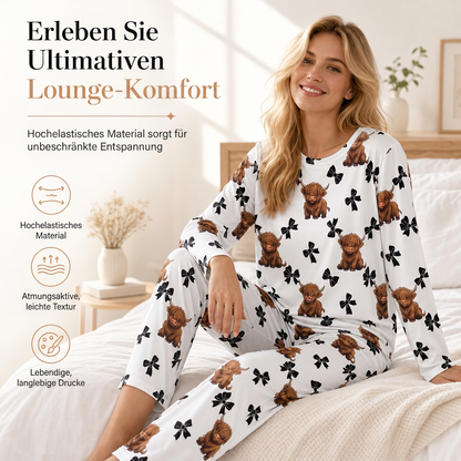 📢🎉50%Rabatt!!!🛍️✨Damen Pyjama-Set aus weicher Milchseide, langärmliges Oberteil und lange Hose, legere Loungekleidung