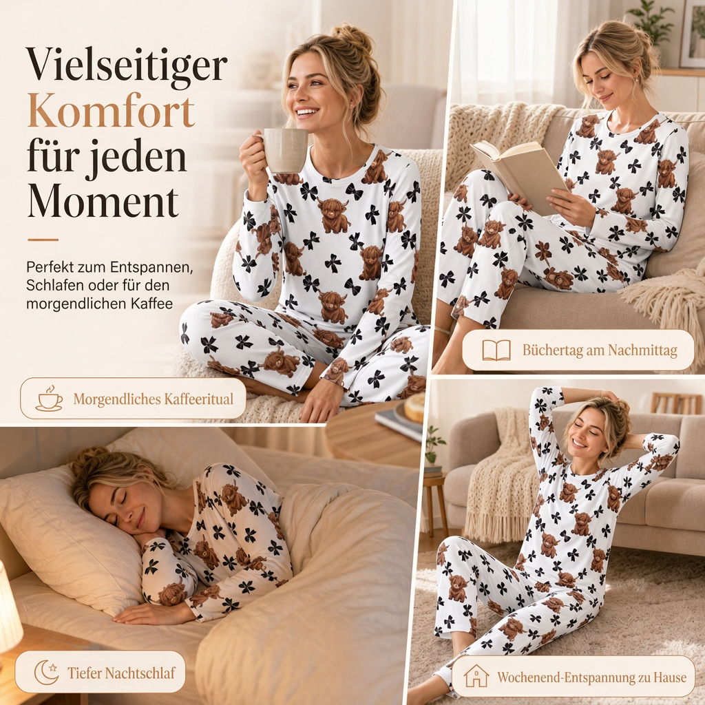 📢🎉50%Rabatt!!!🛍️✨Damen Pyjama-Set aus weicher Milchseide, langärmliges Oberteil und lange Hose, legere Loungekleidung