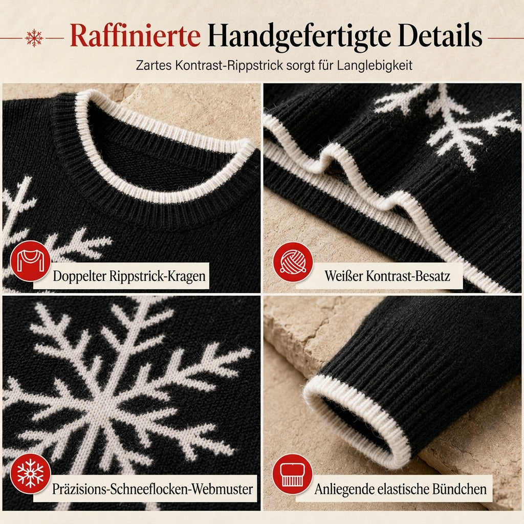Weihnachts-Strickpullover für Damen mit Schneeflocken-Jacquard, Rundhalsausschnitt und lockerer Passform – ideal für Herbst & Winter