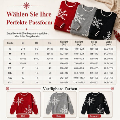 Weihnachts-Strickpullover für Damen mit Schneeflocken-Jacquard, Rundhalsausschnitt und lockerer Passform – ideal für Herbst & Winter