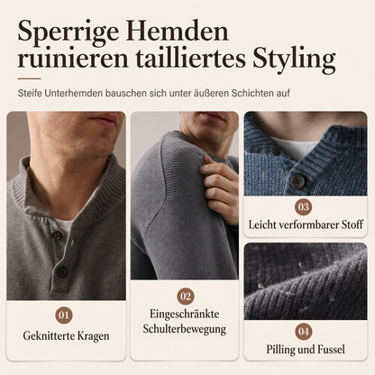 📢🖤Black-Friday-Aktion – 50 % Rabatt!!!🖤✨Herren Retro Henley-Kragen Pullover mit optischem Zweiteil-Design, locker sitzend, langärmelig für Herbst und Winter