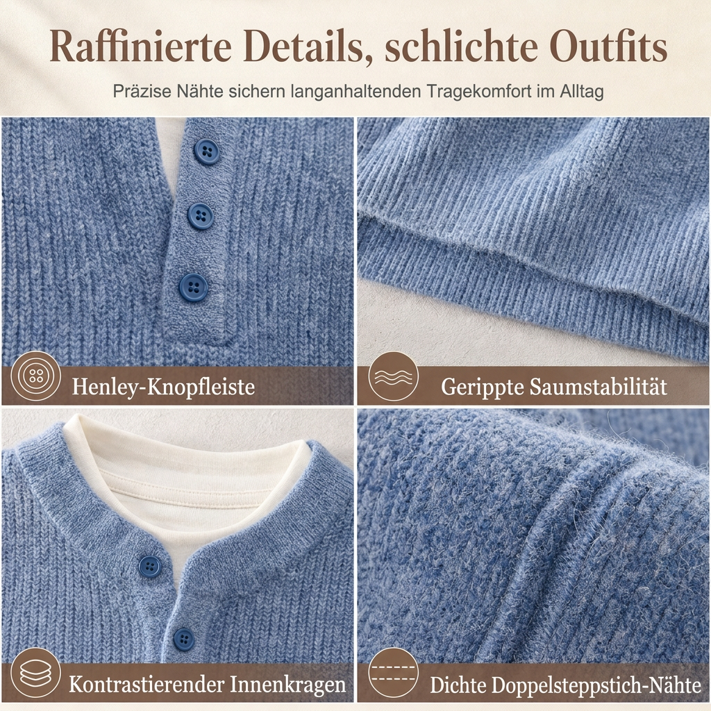 📢🖤Black-Friday-Aktion – 50 % Rabatt!!!🖤✨Herren Retro Henley-Kragen Pullover mit optischem Zweiteil-Design, locker sitzend, langärmelig für Herbst und Winter