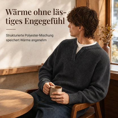 📢🖤Black-Friday-Aktion – 50 % Rabatt!!!🖤✨Herren Retro Henley-Kragen Pullover mit optischem Zweiteil-Design, locker sitzend, langärmelig für Herbst und Winter