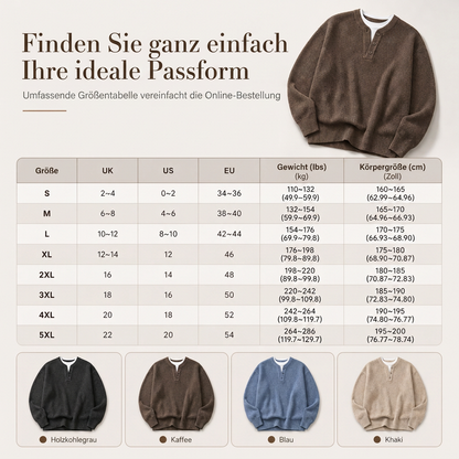 📢🖤Black-Friday-Aktion – 50 % Rabatt!!!🖤✨Herren Retro Henley-Kragen Pullover mit optischem Zweiteil-Design, locker sitzend, langärmelig für Herbst und Winter