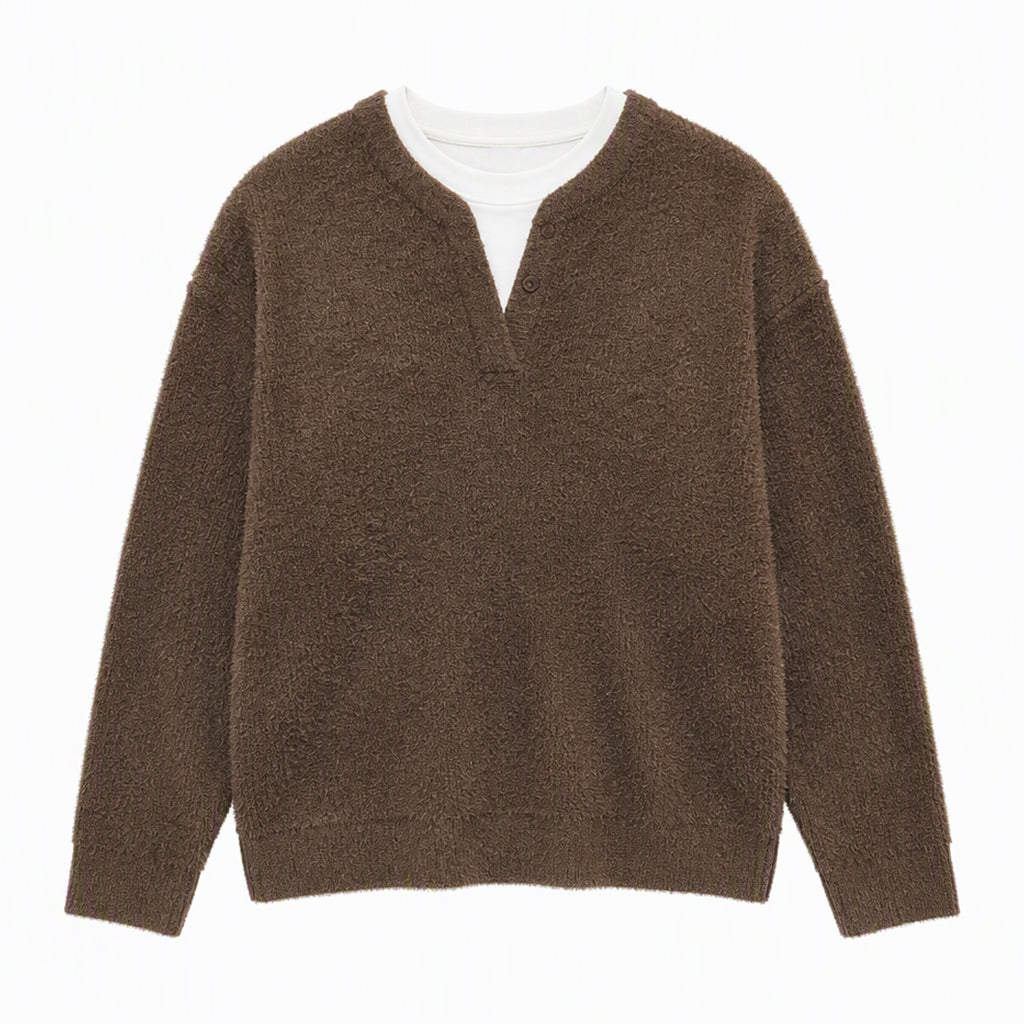 📢🖤Black-Friday-Aktion – 50 % Rabatt!!!🖤✨Herren Retro Henley-Kragen Pullover mit optischem Zweiteil-Design, locker sitzend, langärmelig für Herbst und Winter
