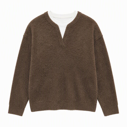 📢🖤Black-Friday-Aktion – 50 % Rabatt!!!🖤✨Herren Retro Henley-Kragen Pullover mit optischem Zweiteil-Design, locker sitzend, langärmelig für Herbst und Winter